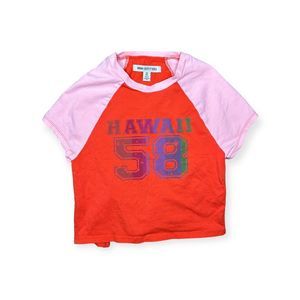 UO Urban Outfitters Backless Tie Back Red and Pink Hawaii Baby Tee size medium M